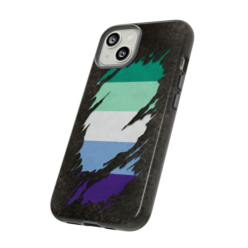 Gay Male Pride Flag Ripped Reveal Tough Case